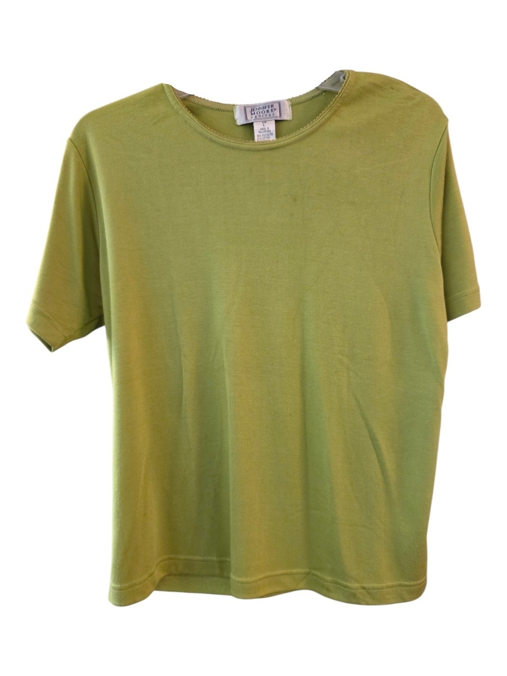 Vintage Jennifer Moore Sage Green Short Sleeve Knit Sweater Petite - Size LP
